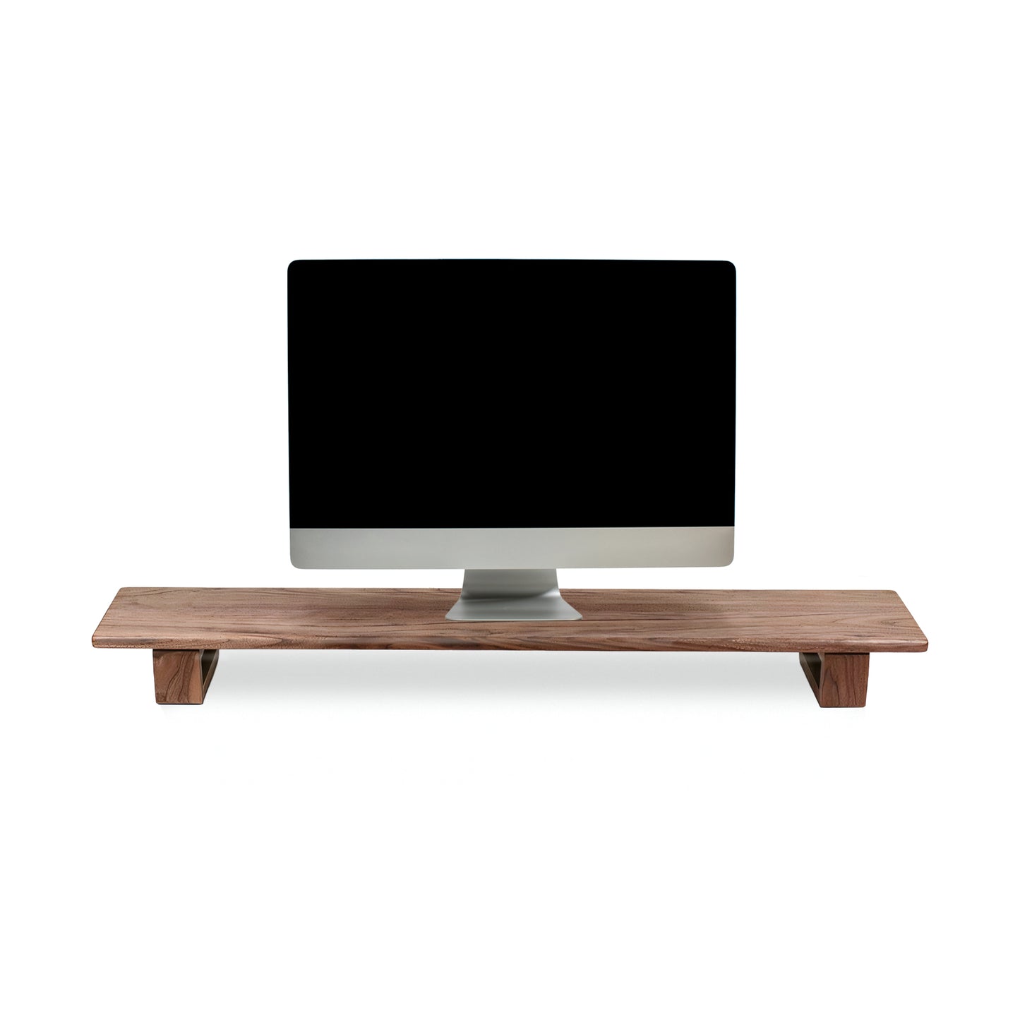 Solid Walnut Monitor Stand - Minimalist Riser for iMac, Laptop & Desk Setup