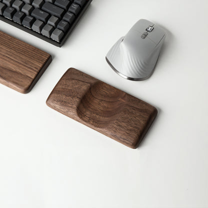 Walnut Wood Mouse Wrist Rest – Handcrafted Wrist Support with Center Groove