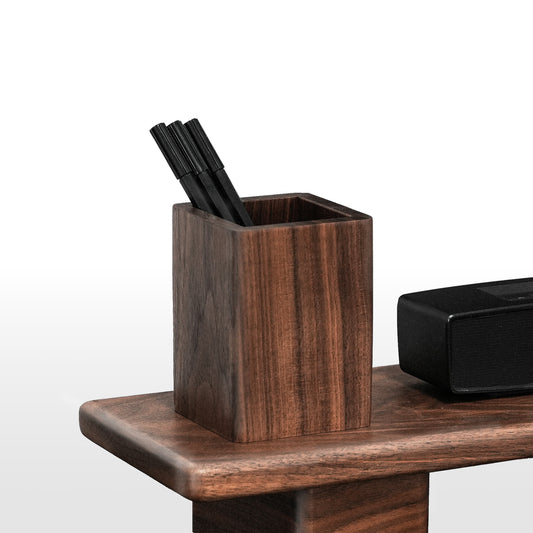 Solid walnut pen holder desk organizer